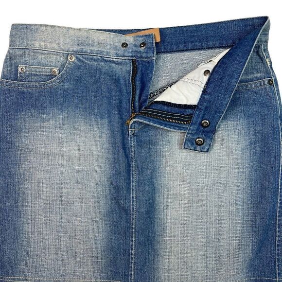 Vintage GF FERRE Women US 28 Denim Pencil Washed Jean Skirt  Classic Casual Look - Picture 9 of 14